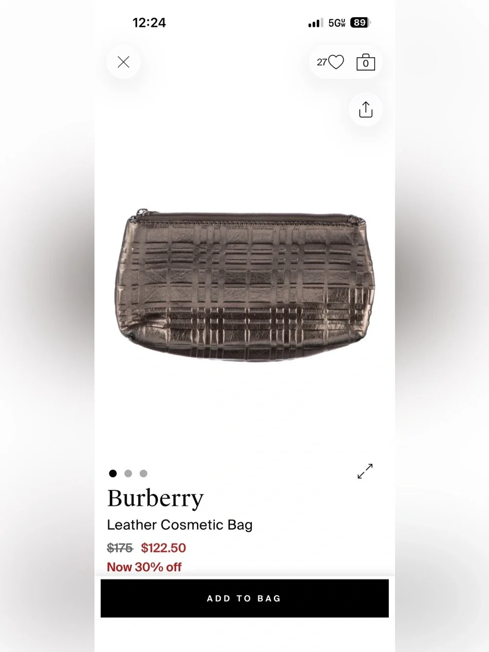 Burberry Metallic Gry/Sil Quilted LeatherZipPouch&BottegaVeneta LeatherCompactMi